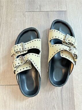 Isabel Marant Lennyo Studded Suede Sandals | Taupe